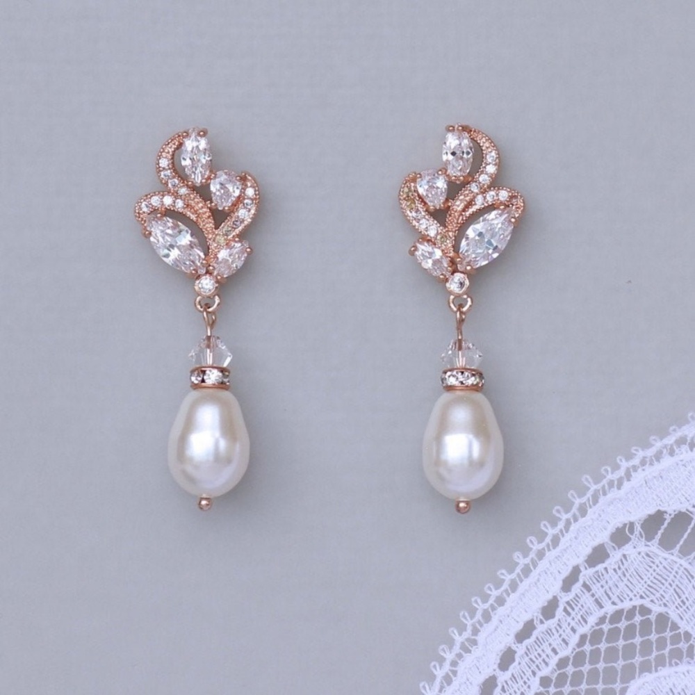 Rose Gold Bridal Earrings